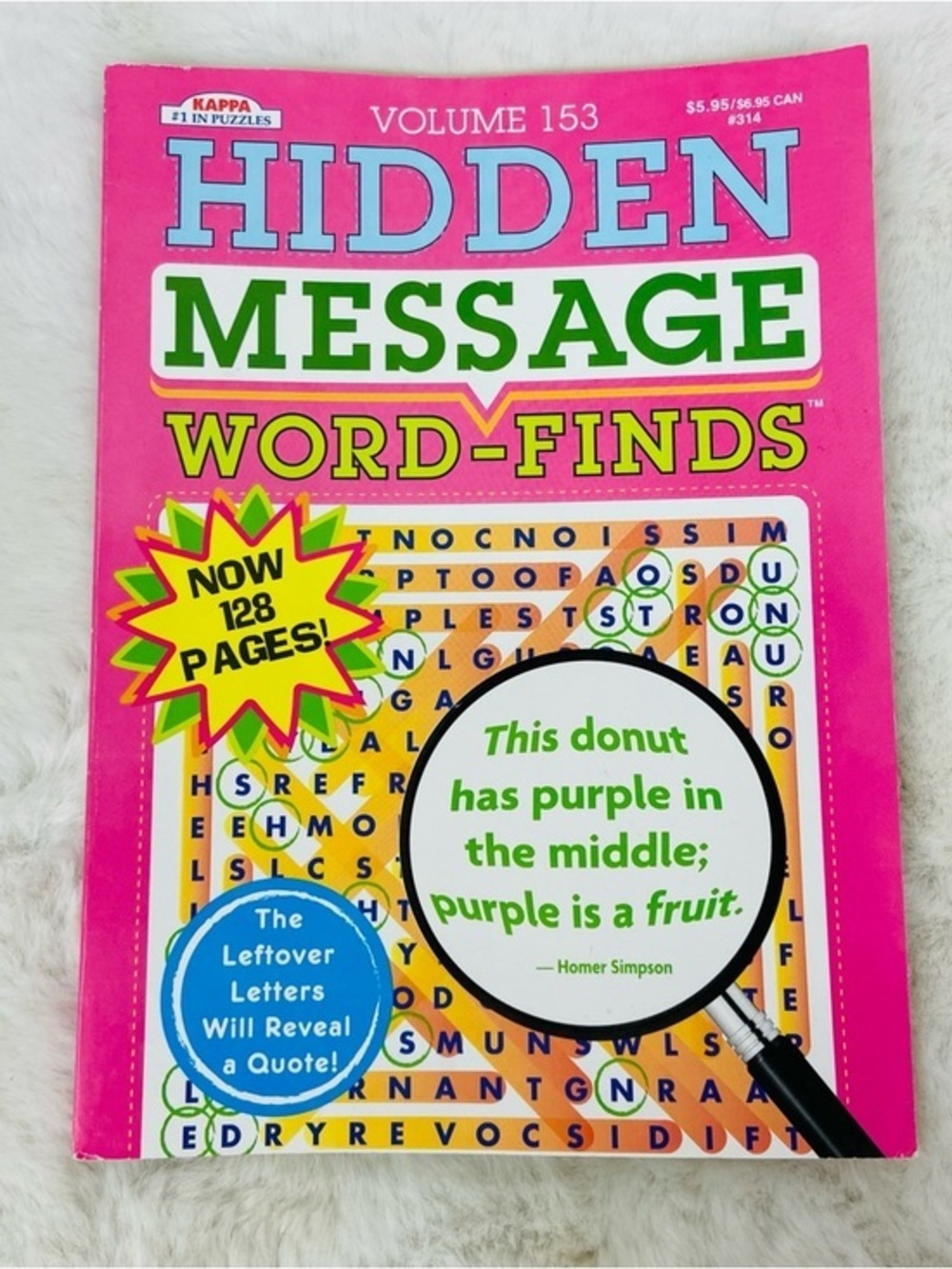 Kappa Hidden Message Word-Finds 28 pages large print Pink Green & Yellow Accents